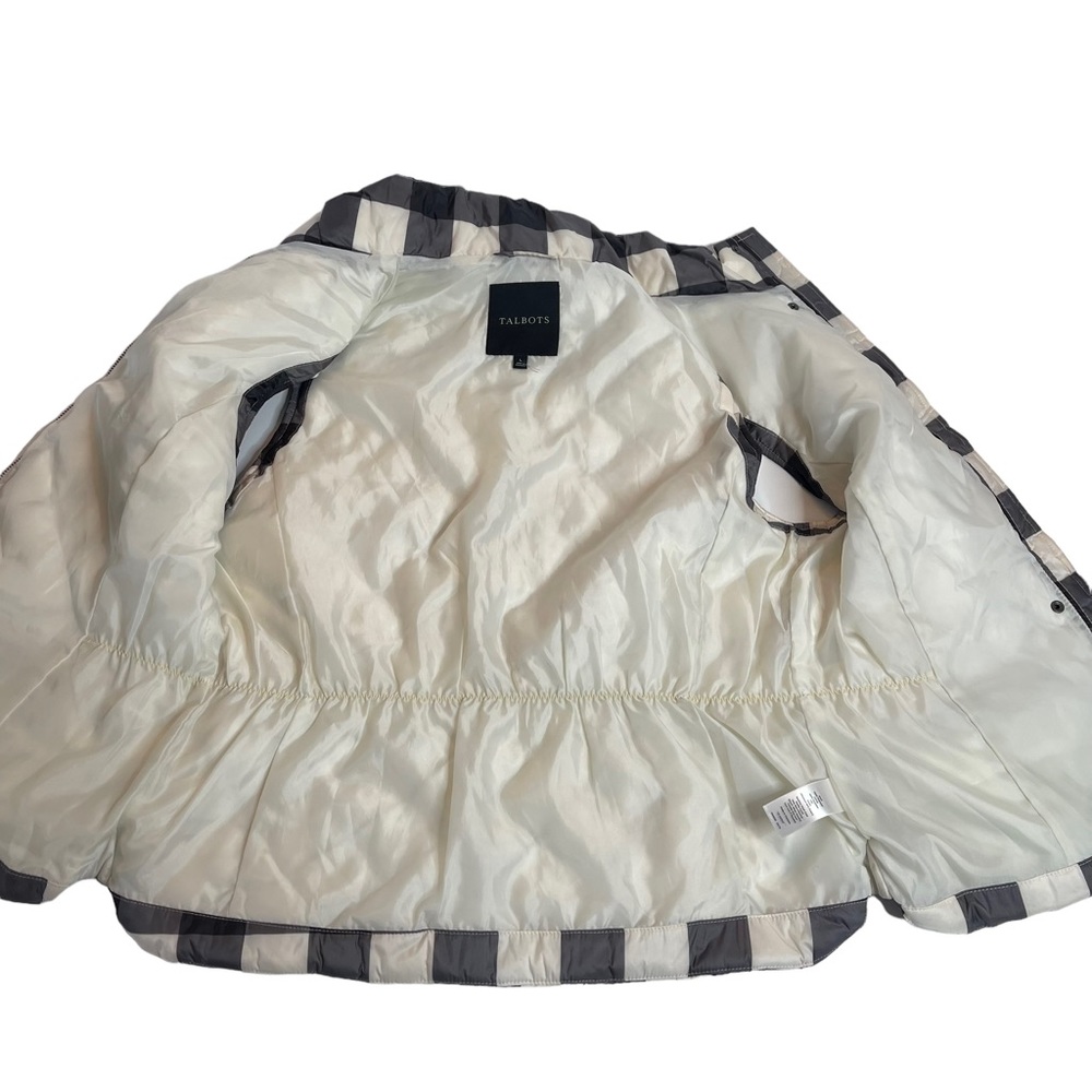 Talbots Black and White Plaid Puffer Vest Size Large - Picture 6 of 9